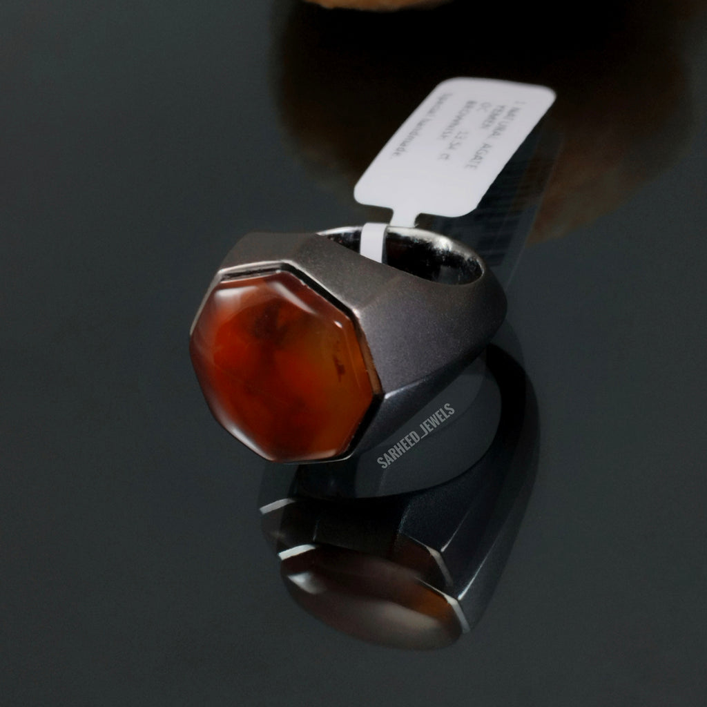 Natural Agate Men Ring