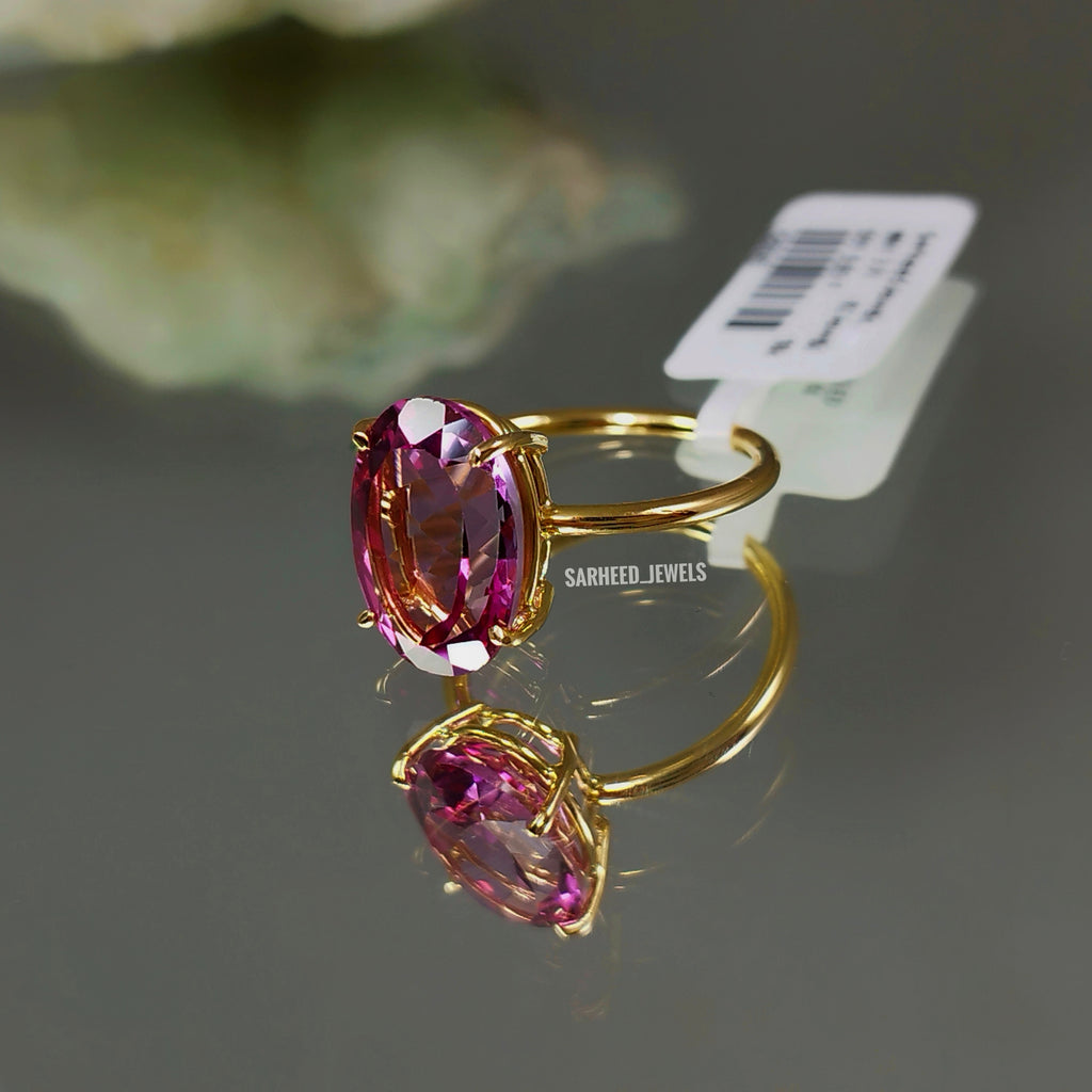 Natural Pink Topaz Gold Ring