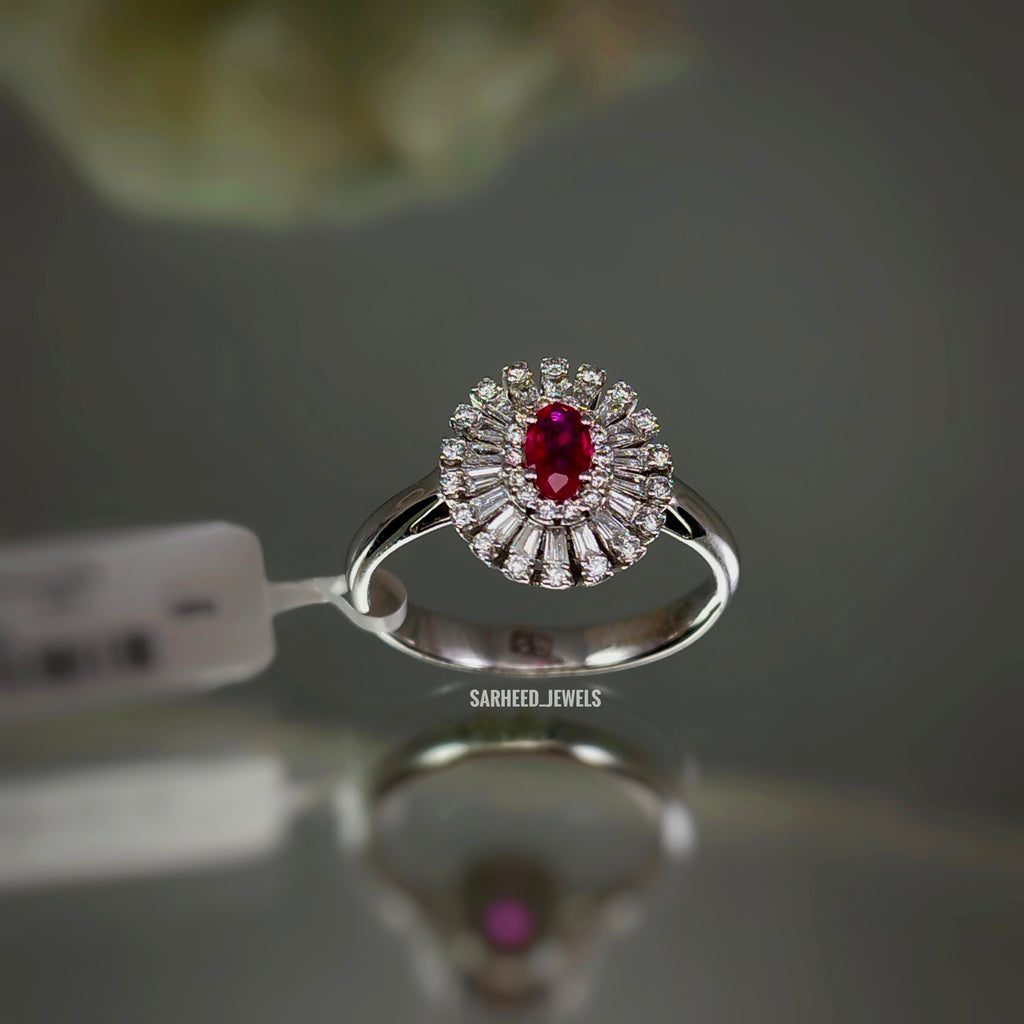 Natural Ruby and Diamond White Gold Ring