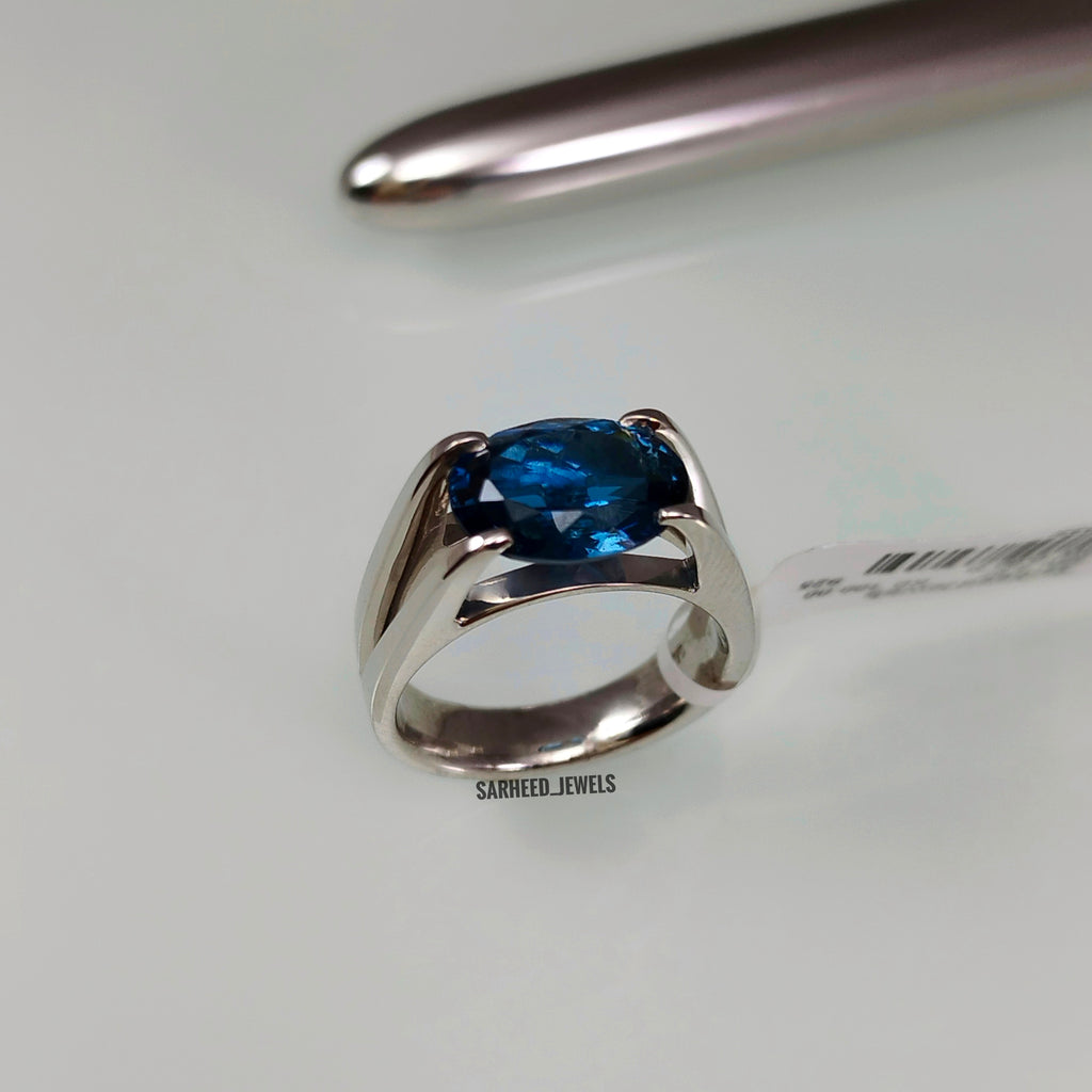 Natural London-Blue Topaz Men Ring