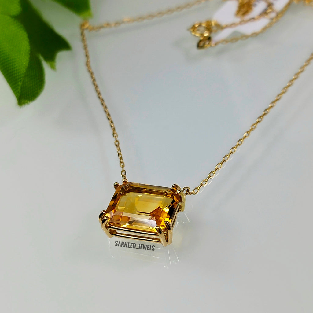 Natural Citrine Gold Necklace