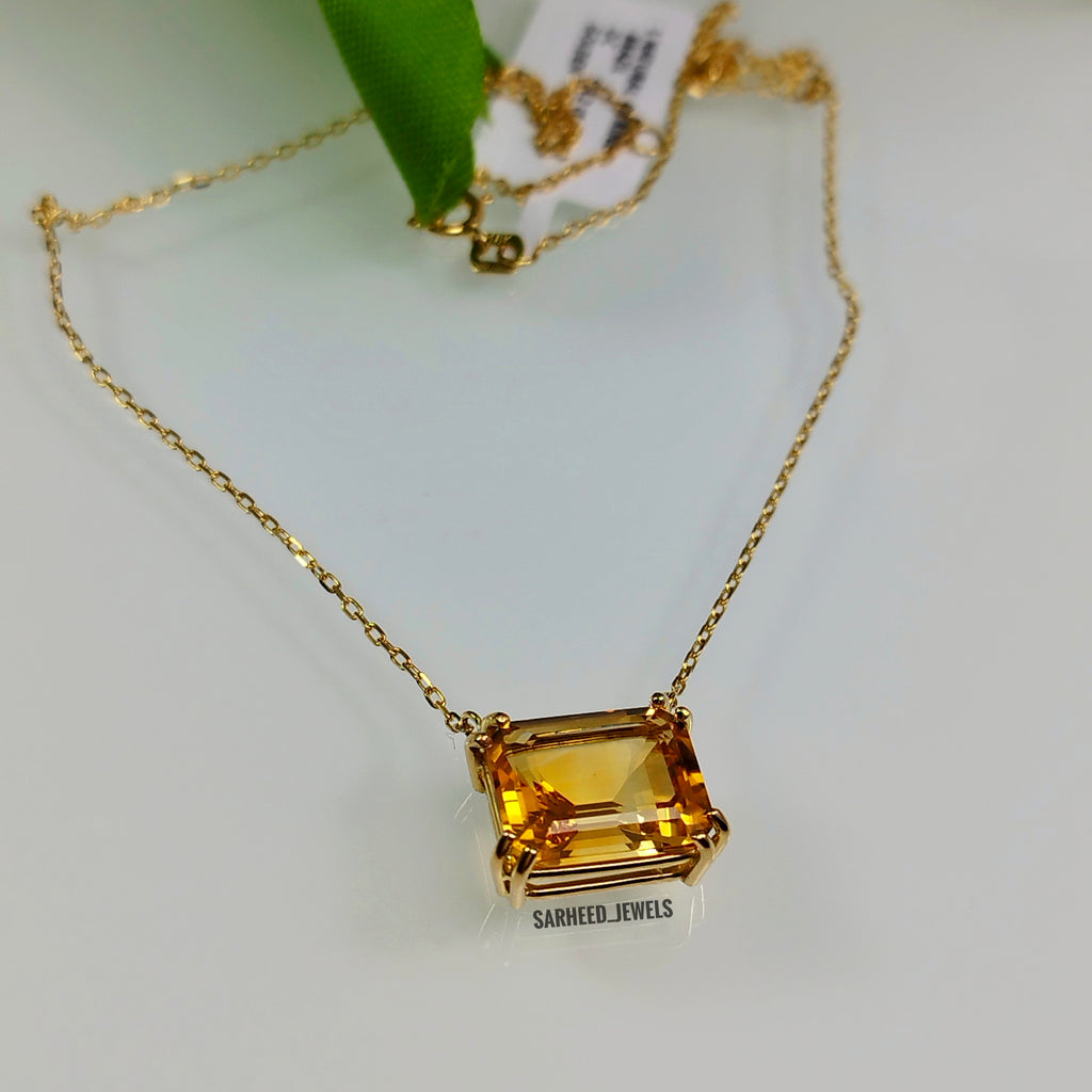 Natural Citrine Gold Necklace