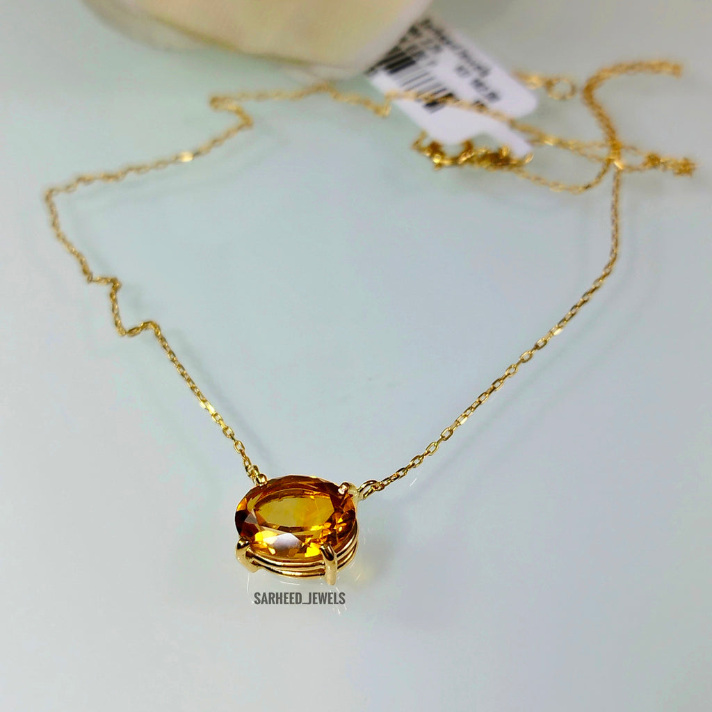 Natural Citrine Gold Necklace