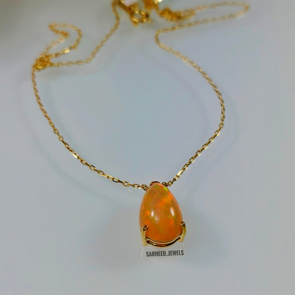 Natural Opal Gold Necklace