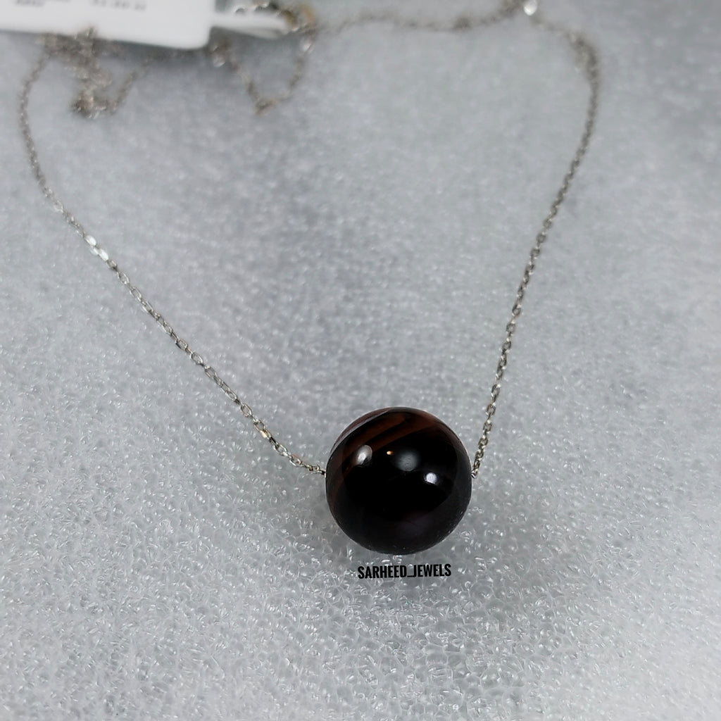 Natural Agate White Gold Necklace