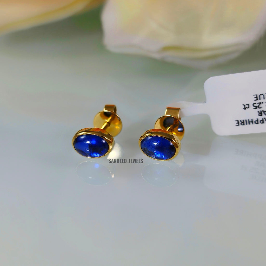 Natural Sapphire Gold Studs