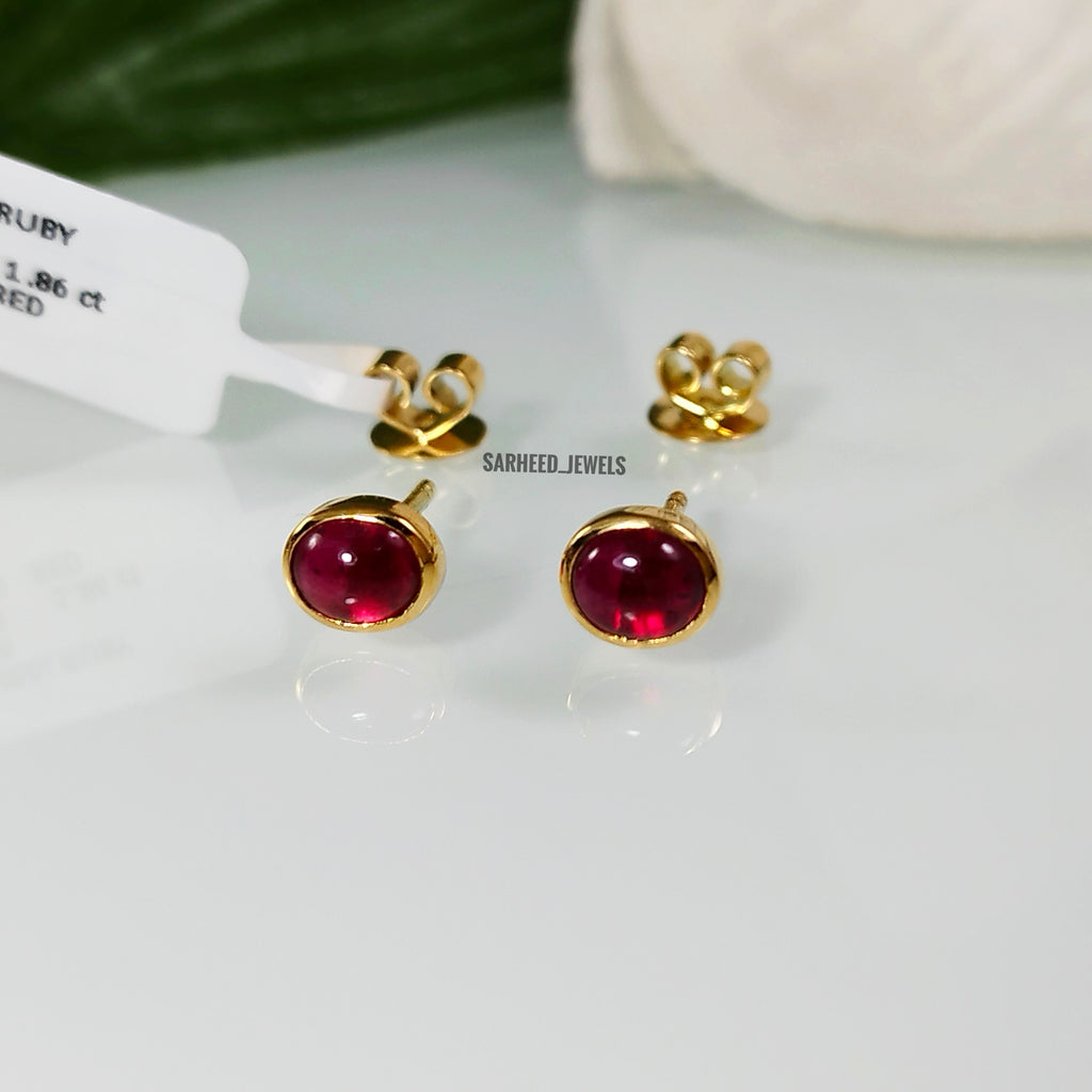 Natural Ruby Gold Studs