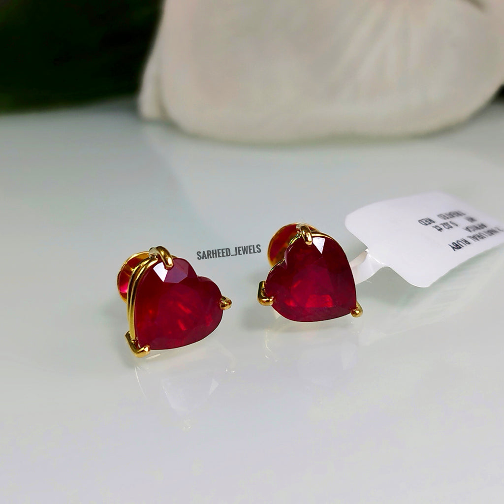 Natural Ruby Gold Studs