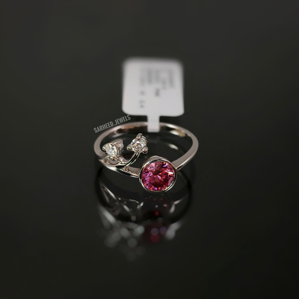 Pink Moissanite and Diamond Two-Tone Gold ring