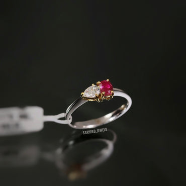 Natural Spinel and Diamond Two-Tone Gold Ring