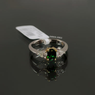 Natural Tsavorite and Diamond Two-Tone Gold Ring