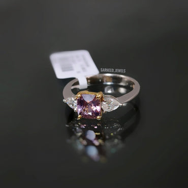 Natural Spinel and Diamond Two-Tone Gold Ring
