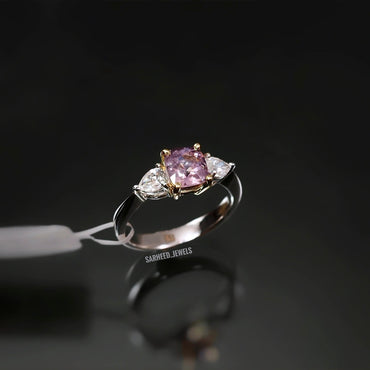 Natural Spinel and Diamond Two-Tone Gold Ring