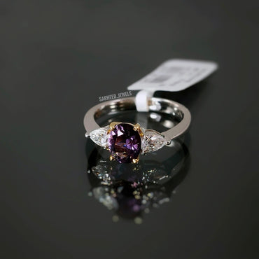 Natural Spinel and Diamond Two-Tone Gold Ring