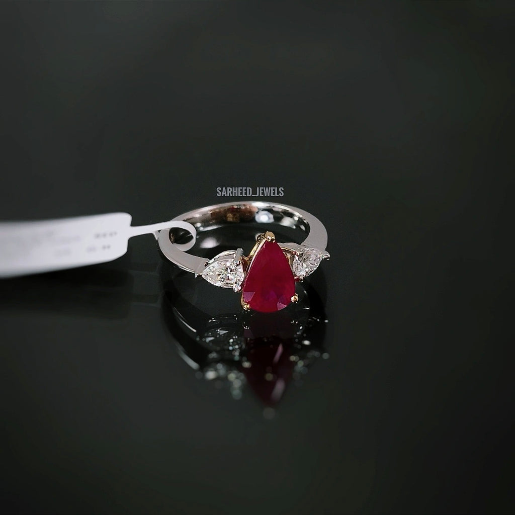 Natural Ruby and Diamond Two-Tone Gold Ring