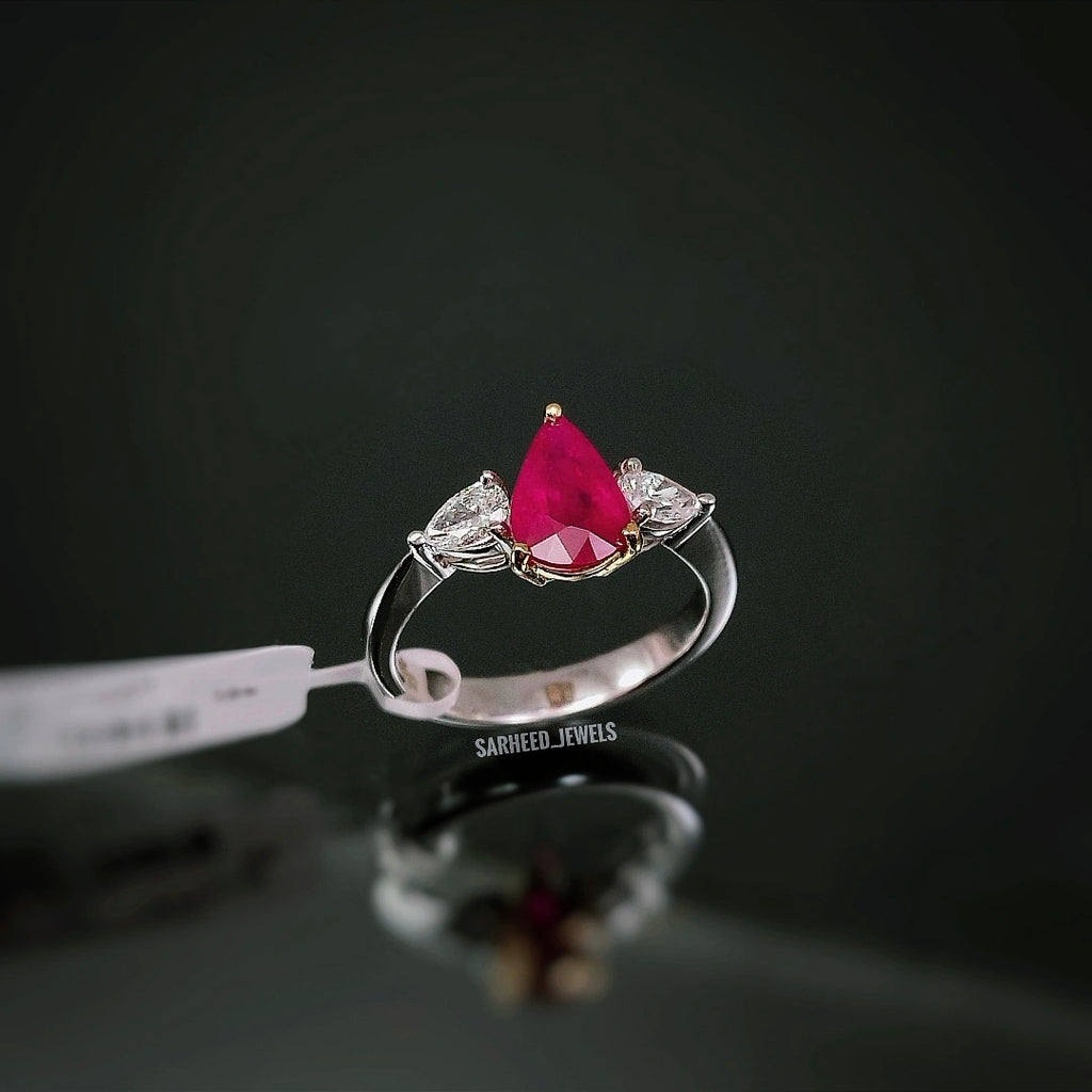Natural Ruby and Diamond Two-Tone Gold Ring