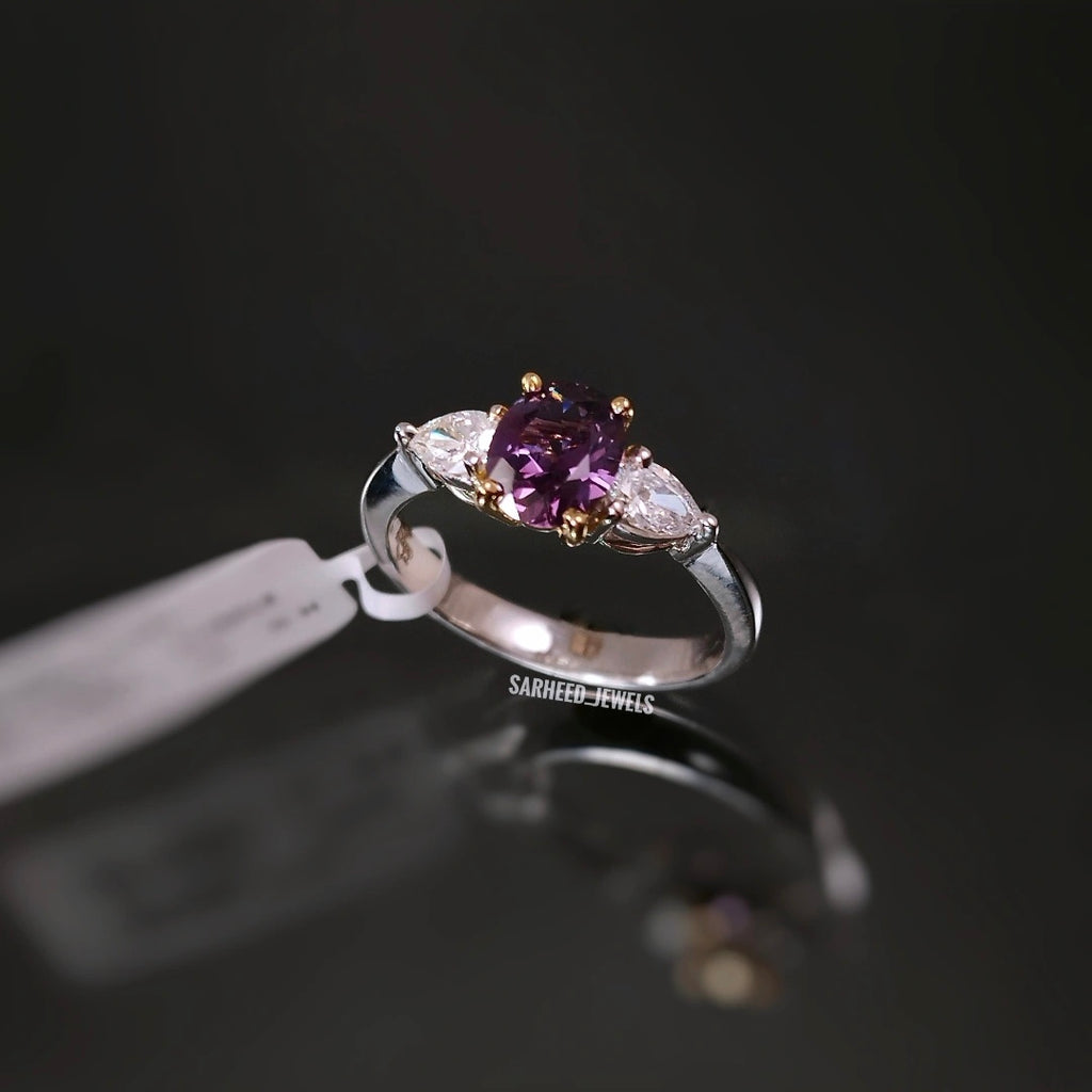 Natural Spinel and Diamond Two-Tone Gold Ring