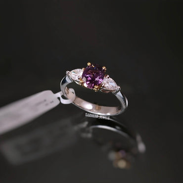 Natural Spinel and Diamond Two-Tone Gold Ring