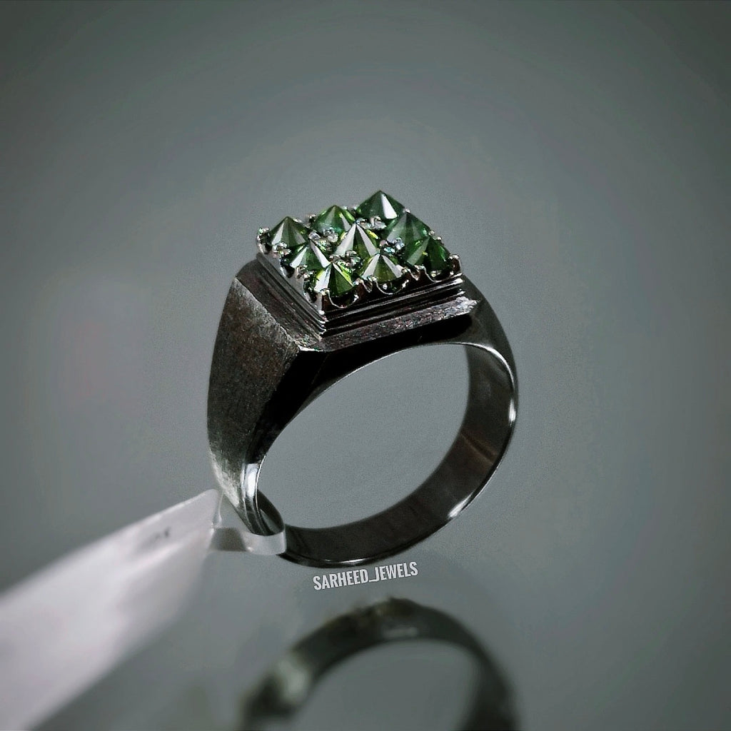 Green Diamonds Men Ring