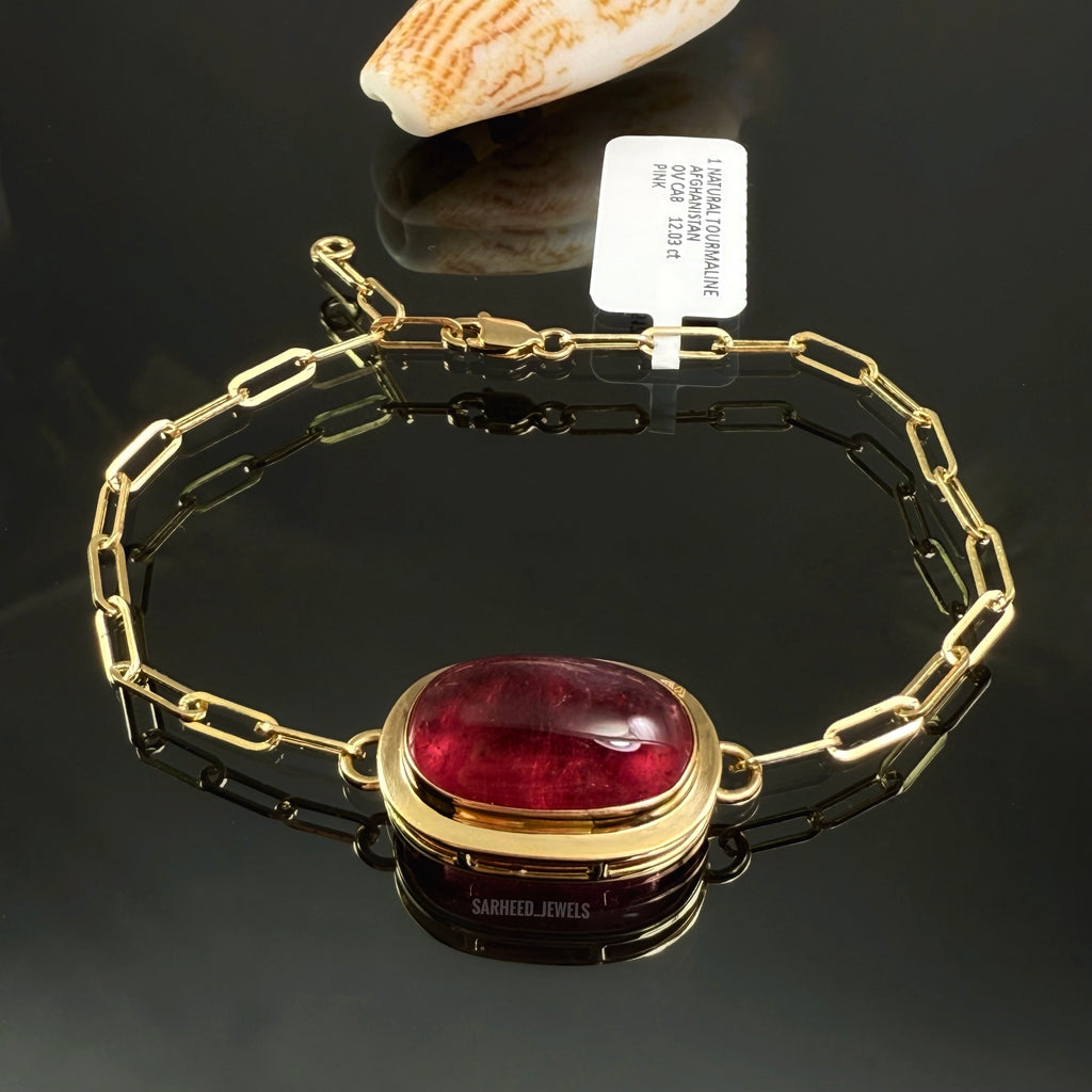 Natural Tourmaline Gold Bracelet