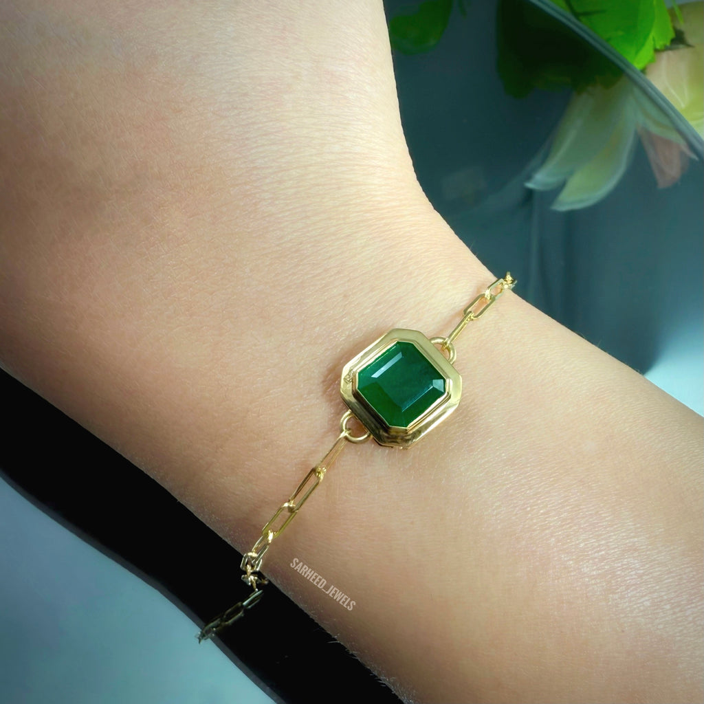 Natural Emerald Gold Bracelet