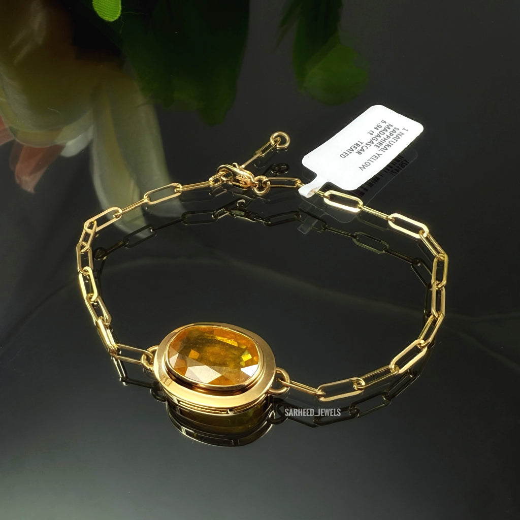Natural Yellow Sapphire Gold Bracelet