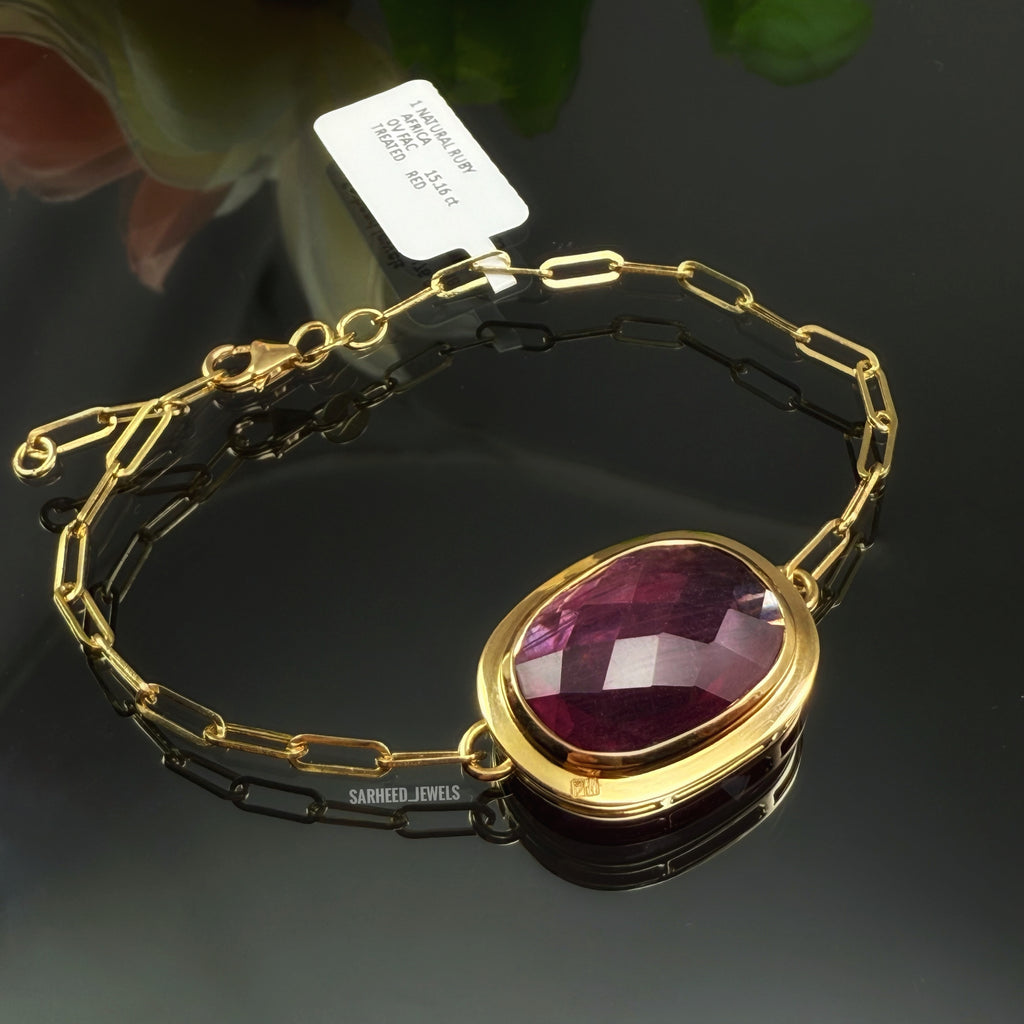 Natural Ruby Gold Bracelet
