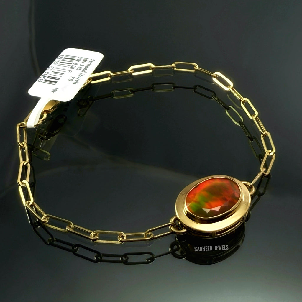 Natural Opal Gold Bracelet