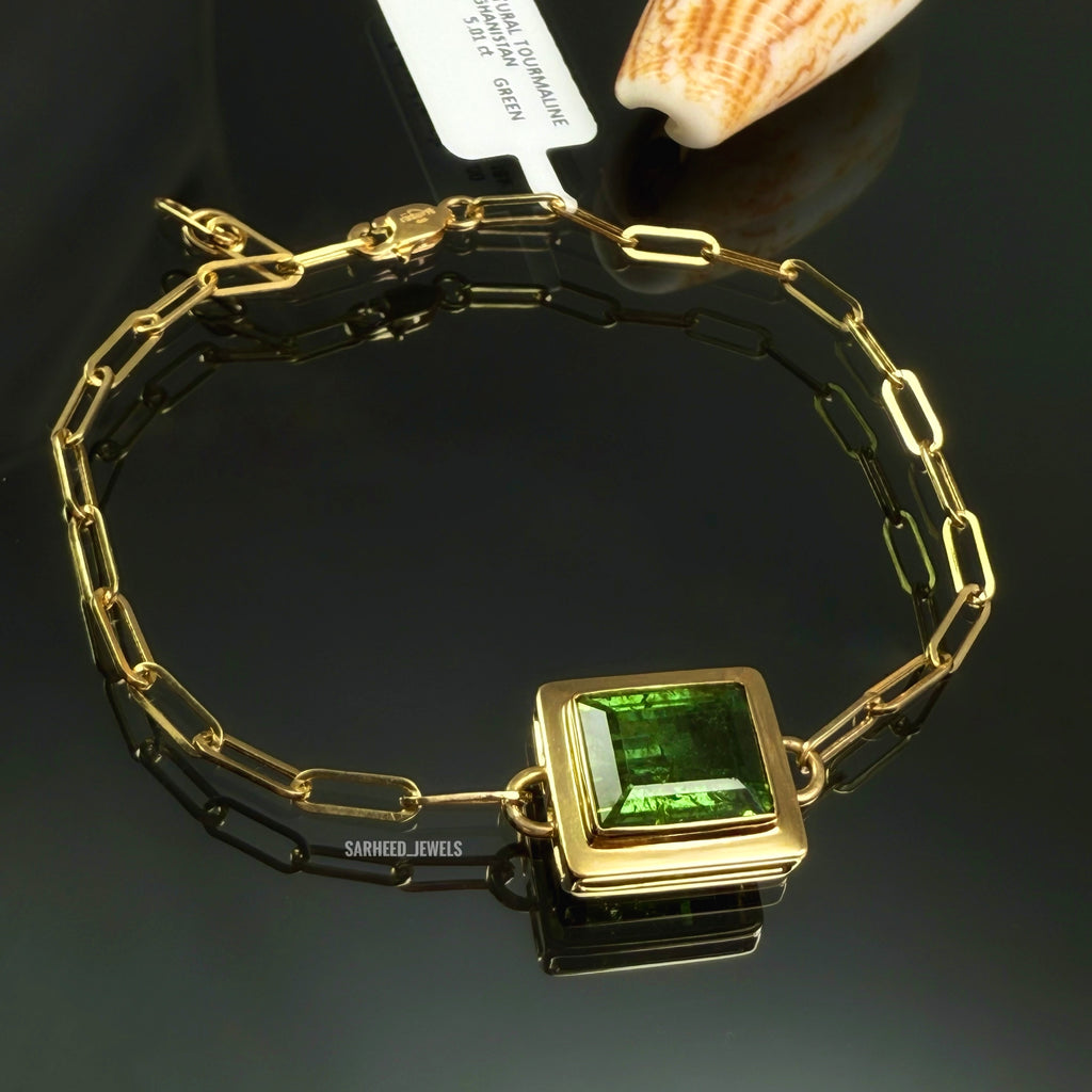 Natural Tourmaline Gold Bracelet