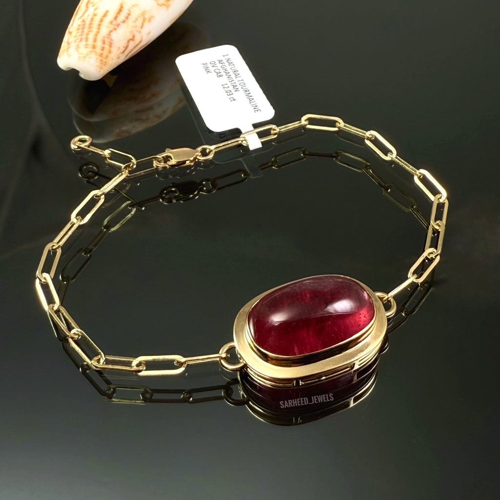 Natural Tourmaline Gold Bracelet