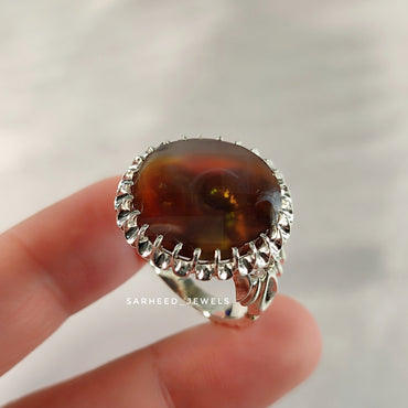 Natural Fire Agate Men Ring