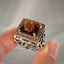 Natural Honey-Color Citrine and Diamond Men Ring