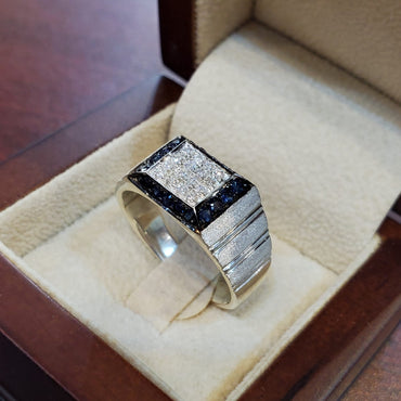 Blue Sapphires and Diamonds (Silver Ring)